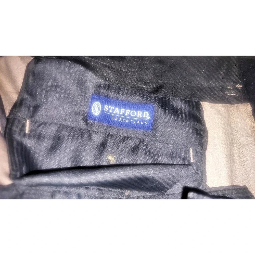 Stafford Essentials Pants Men 42x32 Beige Crosshatch Classic‎ Fit